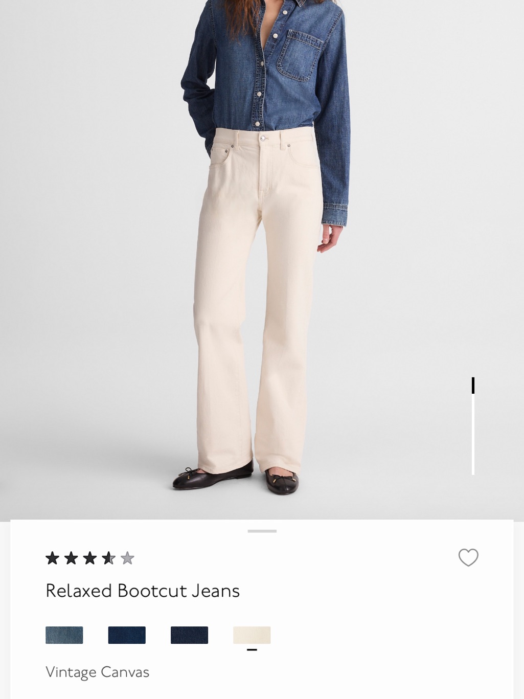 Madewell Vintage Canvas Off-White Bootcut Jeans